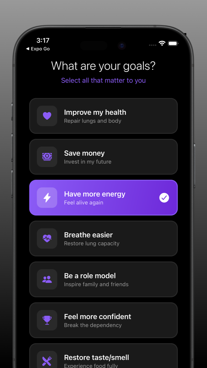 Breathing ritual screen